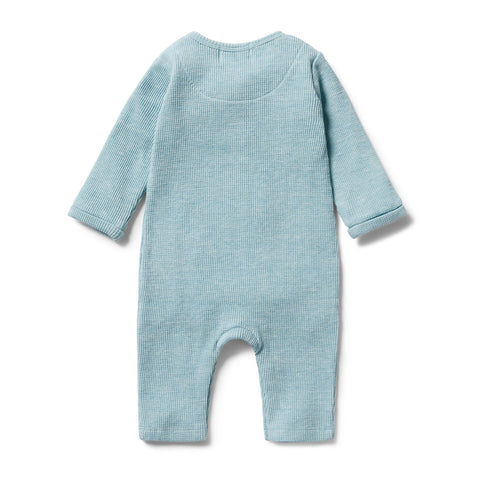 Wilson & Frenchy Mint Fleck Organic Waffle Slouch Growsuit