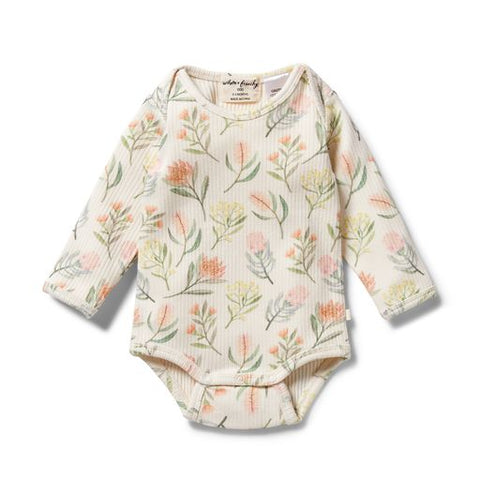 Wilson & Frenchy Pretty Floral Organic Rib Envelope Bodysuit